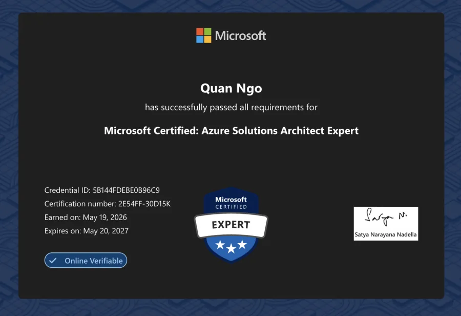 Microsoft Certified: Azure Solutions Architect Expert